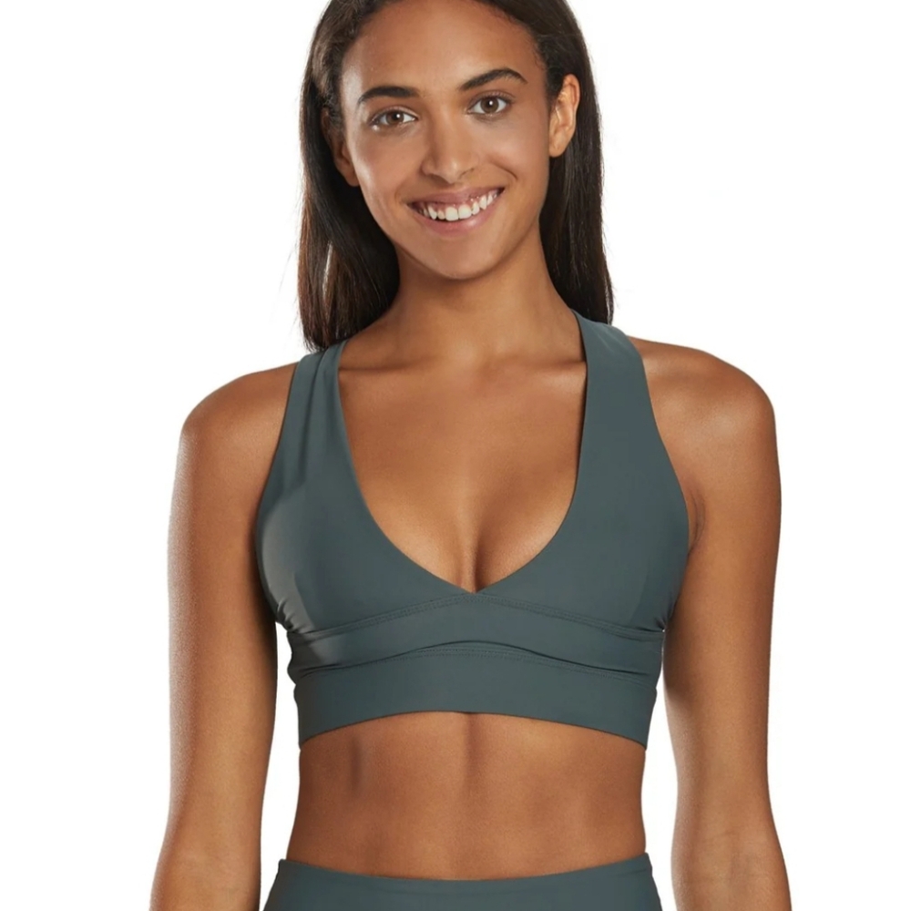 Spiritual Gangster Deep Teal V-Neck Sports Bra